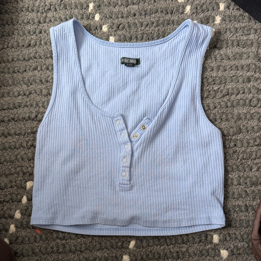 Wild fable size small blue button up cropped tank